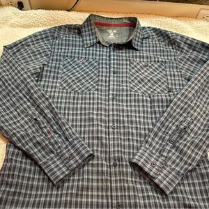 Mountain Hardwear | Plaid Button Down Shirt ~ Navy Black White Grey